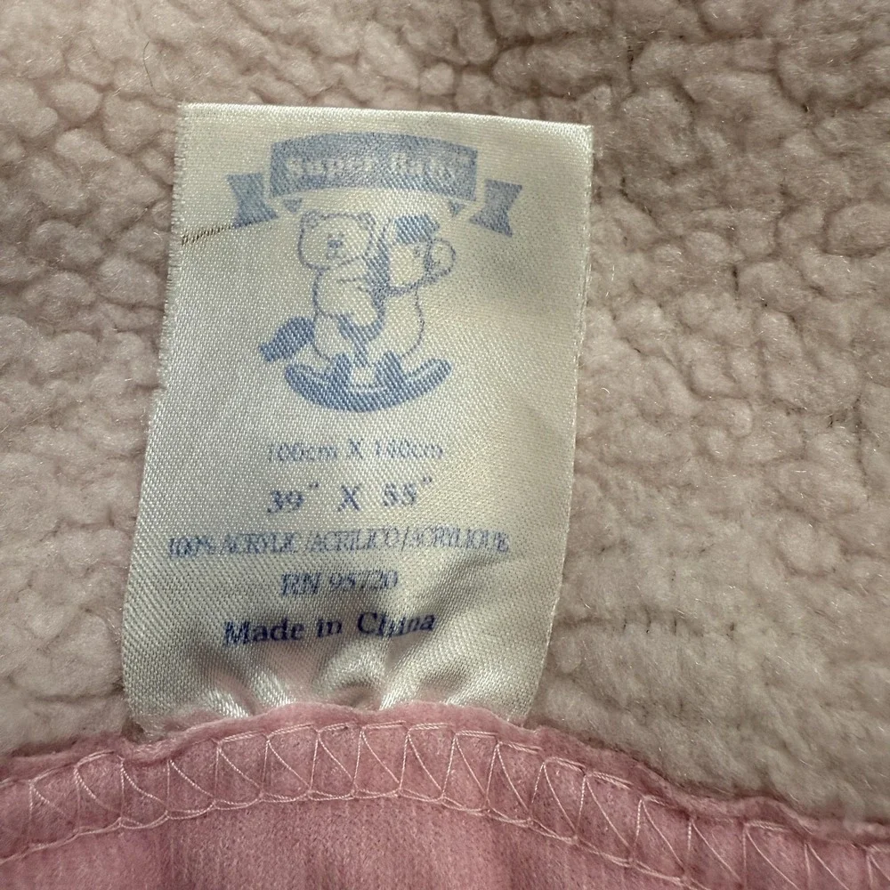 Sleepy Teddy Bear Baby Crib Blanket Pink Acrylic Plush Sherpa Nursery‎ Toddler